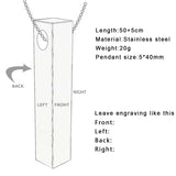 Personalized Square Bar Name Necklace Stainless Steel Pendant Women/Men Gift