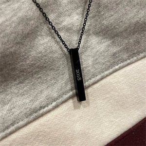 Engraved Square Pendant Necklace 100% Stainless Steel Gift Jewelry