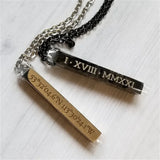 Engraved Square Pendant Necklace 100% Stainless Steel Gift Jewelry