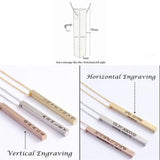 Engraved Square Pendant Necklace 100% Stainless Steel Gift Jewelry