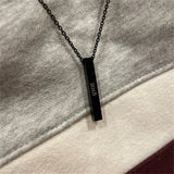 Engraved Square Pendant Necklace 100% Stainless Steel Gift Jewelry
