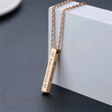 Engraved Square Pendant Necklace 100% Stainless Steel Gift Jewelry