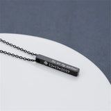 Engraved Square Pendant Necklace 100% Stainless Steel Gift Jewelry