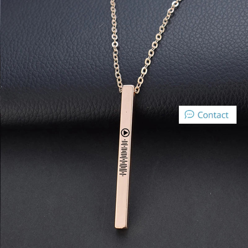 Custom Engraved Stainless Steel Music Code Necklace