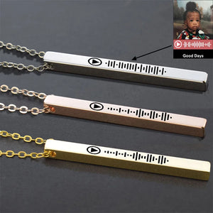 Custom Engraved Stainless Steel Music Code Necklace