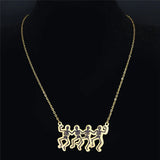 Skull Dance Chain Necklace Stainless Steel Pendant Necklaces for Women N4056