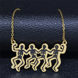Skull Dance Chain Necklace Stainless Steel Pendant Necklaces for Women N4056