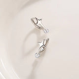 Four Stars Cross Zircon Ear Buckle Women 925 Sterling Silver Earrings