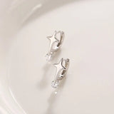 Four Stars Cross Zircon Ear Buckle Women 925 Sterling Silver Earrings