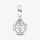 Four-Leaf Clover Friendship Double Dangle Charm for Bracelet & Bangle