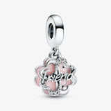 Four-Leaf Clover Friendship Double Dangle Charm for Bracelet & Bangle