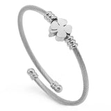 Four-leaf Clover Womens Bracelet Stainless Steel Spiral Adjustable Wire