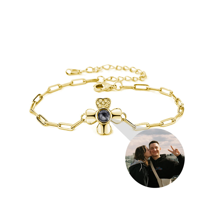 Four Leaf Clover Photos Projection Bracelet Personality Jewelry For Women Men