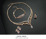4-Piece Necklace Ring Earrings Set for Weddings and Parties