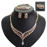4-Piece Necklace Ring Earrings Set for Weddings and Parties