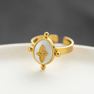 Star Shell Titanium Steel Ring European American Retro Open Ring