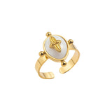 Star Shell Titanium Steel Ring European American Retro Open Ring