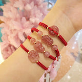 Strawberry Quartz Red Rope Bracelet for Women Girls YBR533