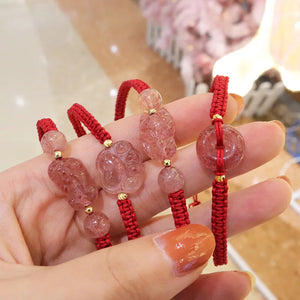 Strawberry Quartz Red Rope Bracelet for Women Girls YBR533