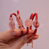Strawberry Quartz Red Rope Bracelet for Women Girls YBR533