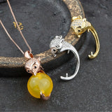 Fox Pendant Blank For 12mm Round Beads/Pearls Plated 925 Silver