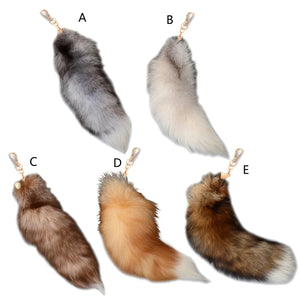 Fluffy Fox-Tail Keychain Plush Keyring
