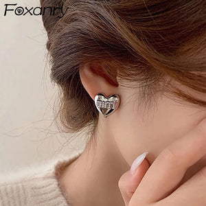 Foxanry Pearl Stud Earrings Prevent Allergy For Women Girls Jewelry Gift