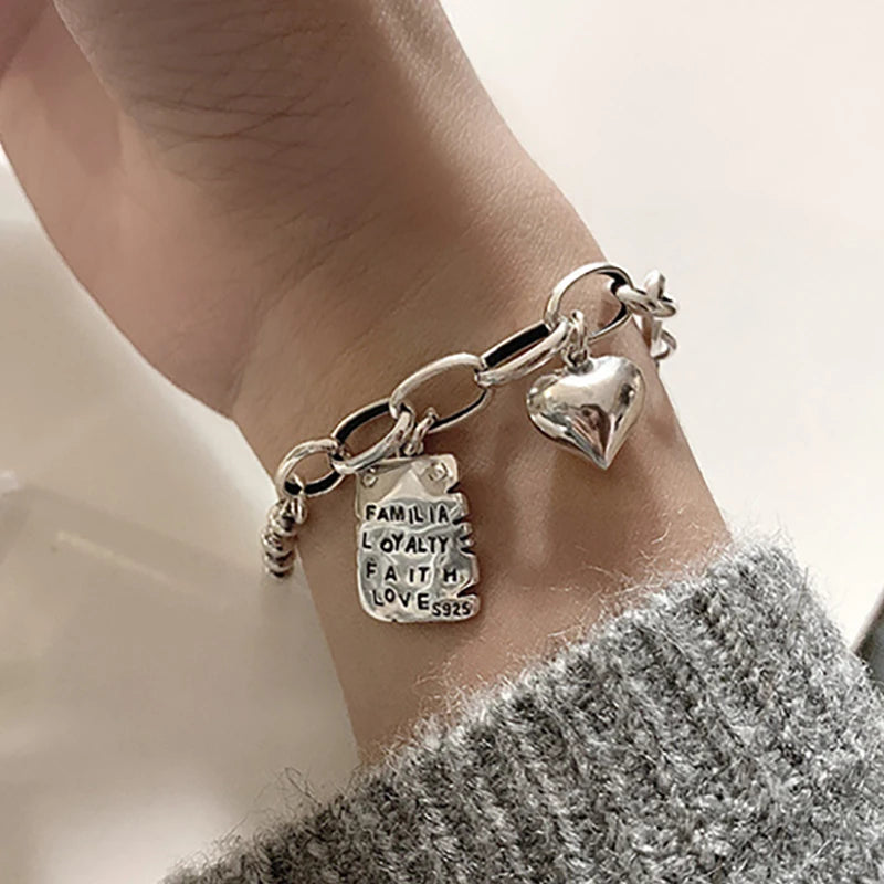 Foxanry Letter Card Pendant Bracelet Women Vintage Geometric Jewelry