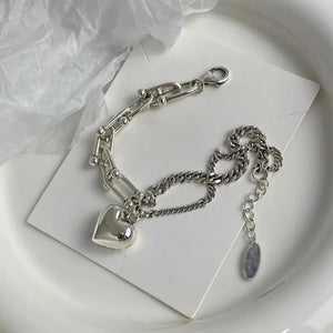Foxanry Asymmetry Chain Love Heart Bracelet For Women Couples