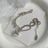 Foxanry Asymmetry Chain Love Heart Bracelet For Women Couples