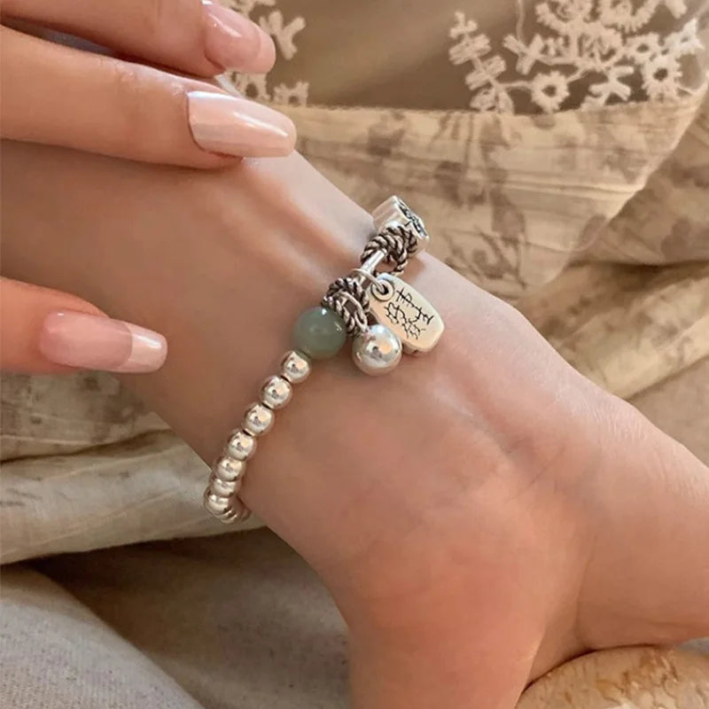 Foxanry Beaded Jade Good Luck Bracelet For Women Couples