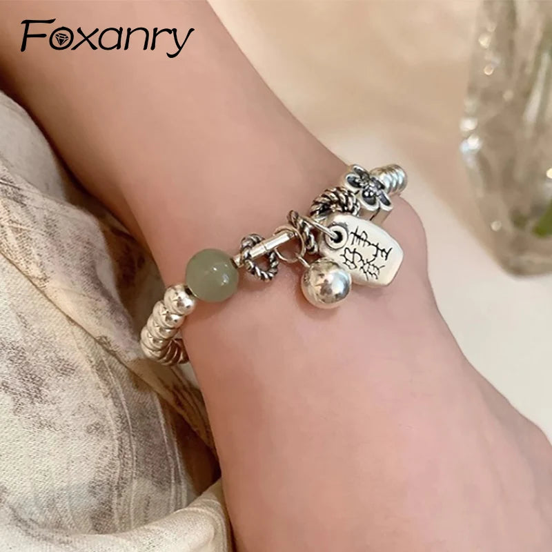 Foxanry Beaded Jade Good Luck Bracelet For Women Couples