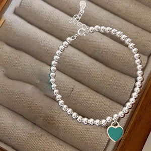 Foxanry LOVE Heart Bead Chain Elastic Bracelet Wedding Party Jewelry