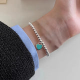 Foxanry LOVE Heart Bead Chain Elastic Bracelet Wedding Party Jewelry