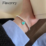 Foxanry LOVE Heart Bead Chain Elastic Bracelet Wedding Party Jewelry