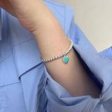 Foxanry LOVE Heart Bead Chain Elastic Bracelet Wedding Party Jewelry