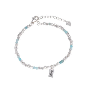 Foxanry Fish Pendant Beaded Bracelet for Women - Good Luck Birthday Jewelry