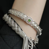 Green Zircons Engagement Bracelets Bride Jewelry Charm Women Vintage Punk