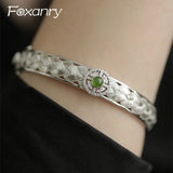 Green Zircons Engagement Bracelets Bride Jewelry Charm Women Vintage Punk