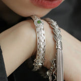 Green Zircons Engagement Bracelets Bride Jewelry Charm Women Vintage Punk