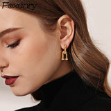 Foxanry INS Silver Earrings U-Shape Plated Jewelry Gift