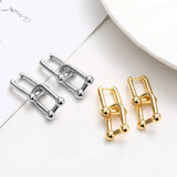 Foxanry INS Silver Earrings U-Shape Plated Jewelry Gift