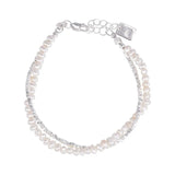Foxanry Geometric Pearl Bracelet Double-layered Chain Gift