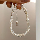 Foxanry Geometric Pearl Bracelet Double-layered Chain Gift