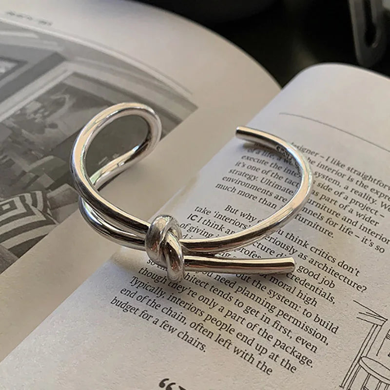 Foxanry Minimalist Silver Bracelet Braided Winding Vintage Party Jewelry