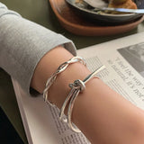 Foxanry Minimalist Silver Bracelet Braided Winding Vintage Party Jewelry