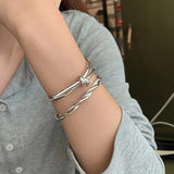 Foxanry Minimalist Silver Bracelet Braided Winding Vintage Party Jewelry