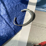 Foxanry Minimalist Silver Bracelets Vintage Couples Glossy Solid Bangles