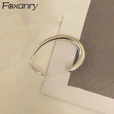 Foxanry Minimalist Silver Bracelets Vintage Couples Glossy Solid Bangles