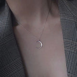 Foxanry Minimalist Silver Chain Necklace with Moon Pendant